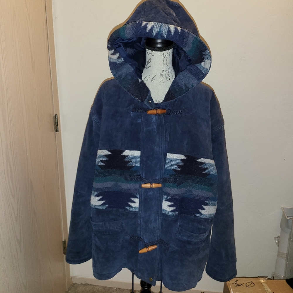 Braetan Leather Blue Suede Large heavy jacket.